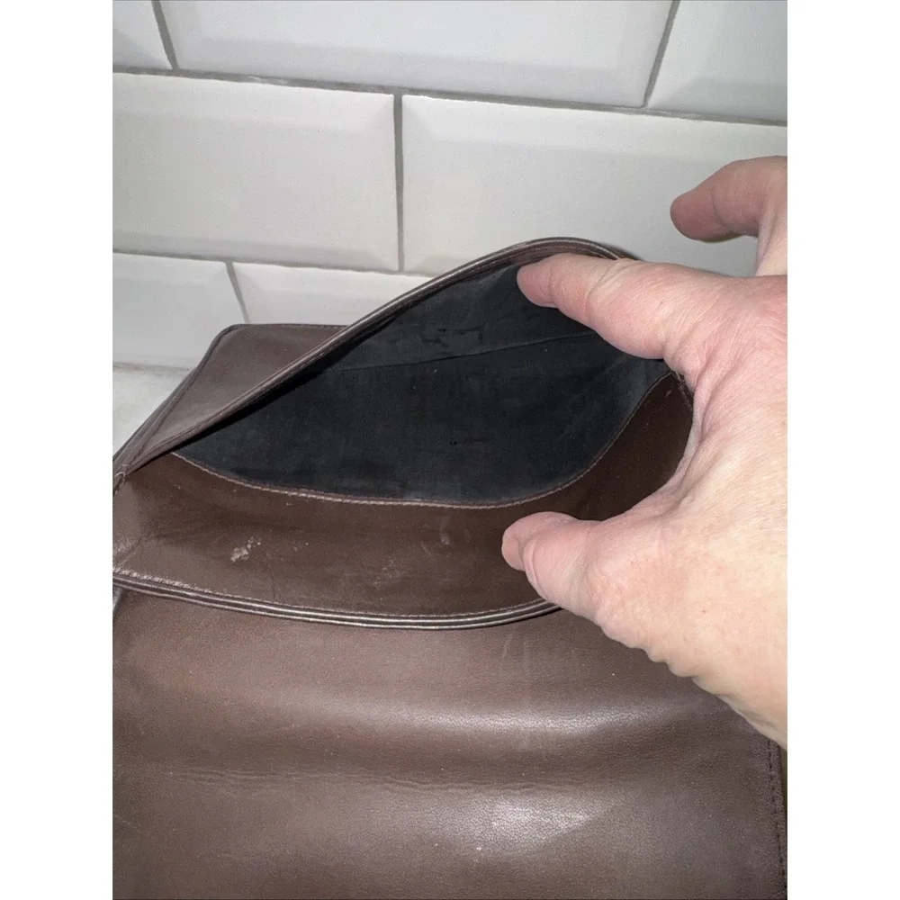 Vintage Perlina Dark Brown‎  Leather Crossbody Bag & Organizer Purse GW997